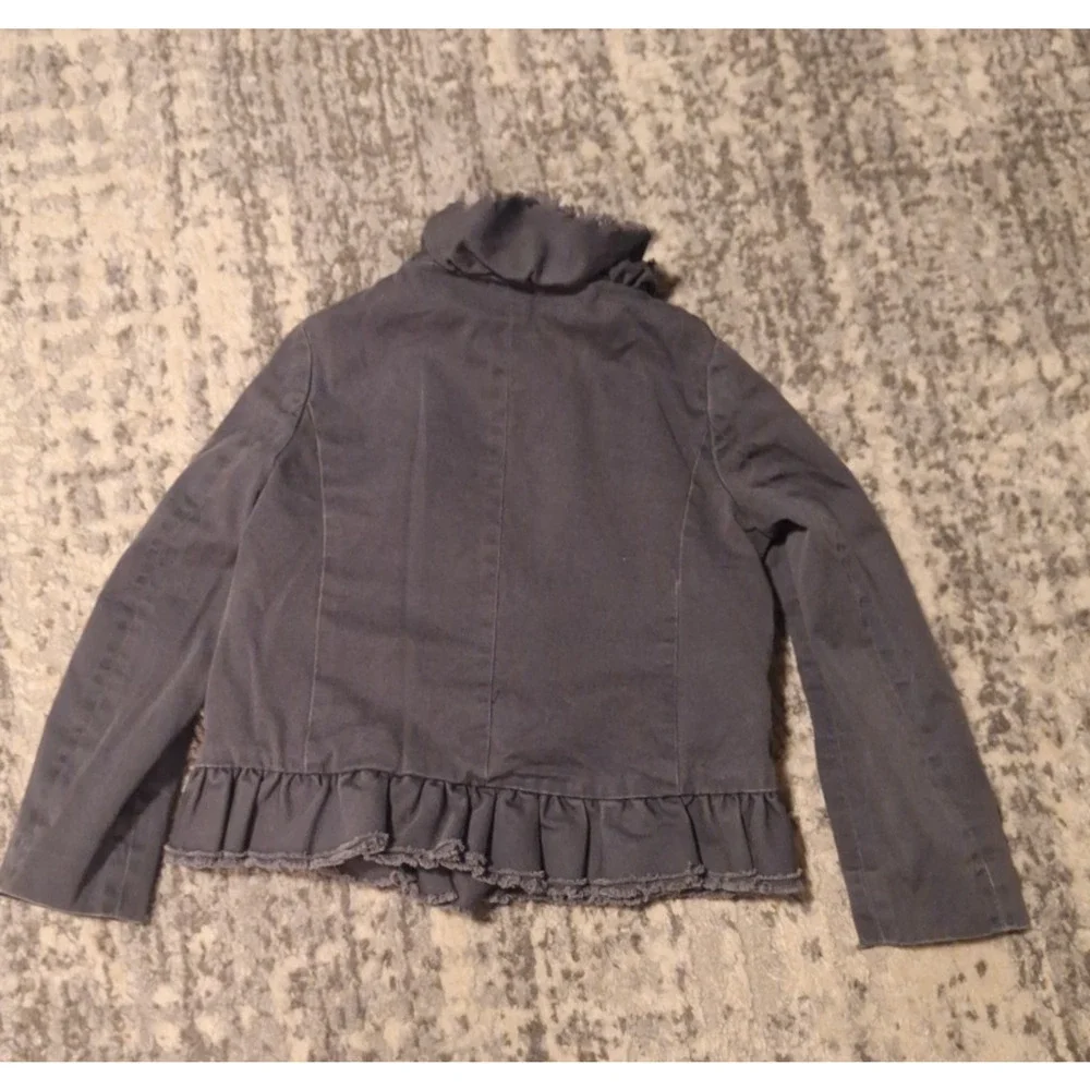 Adorable J.Crew Girl's 100% Cotton Lightweight Ruffle Grey Jacket Size 4/5